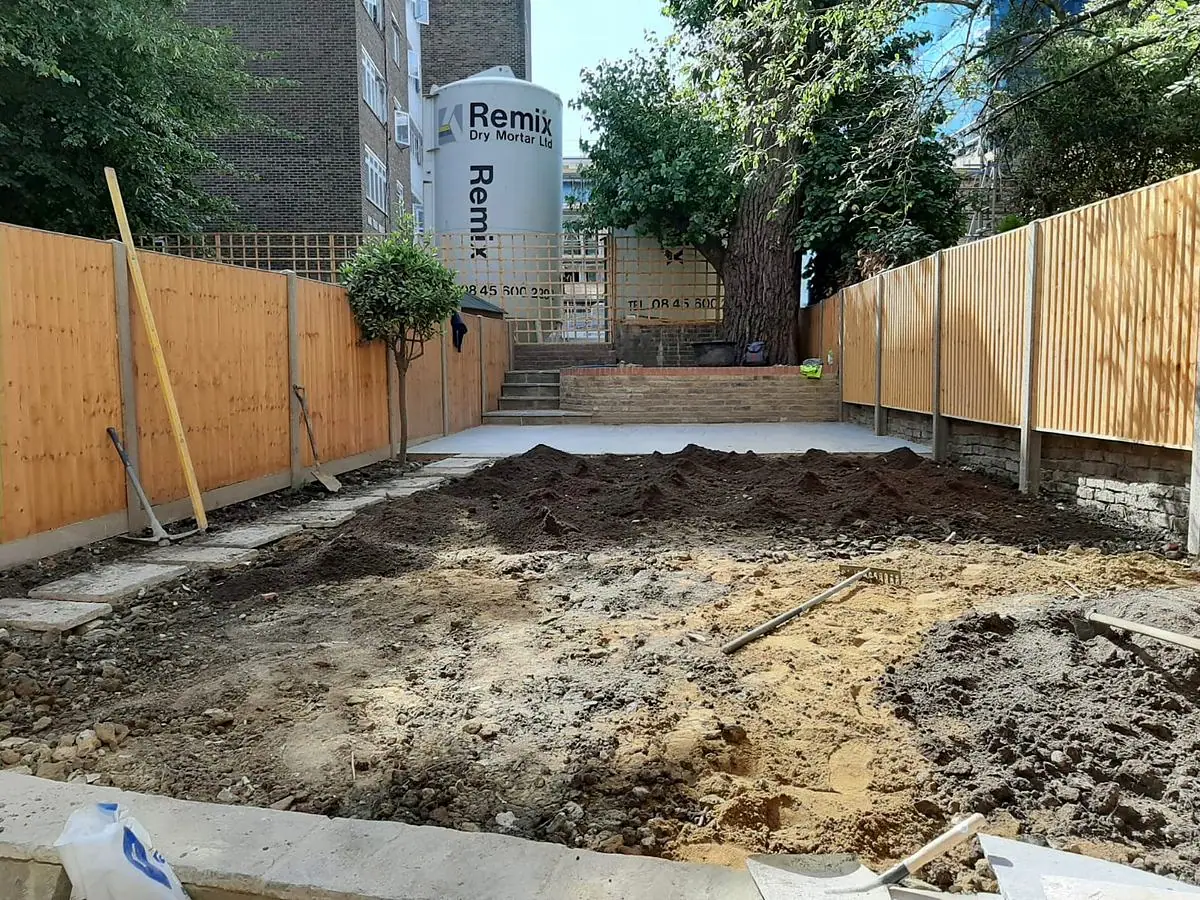 The garden excavated during the extension works